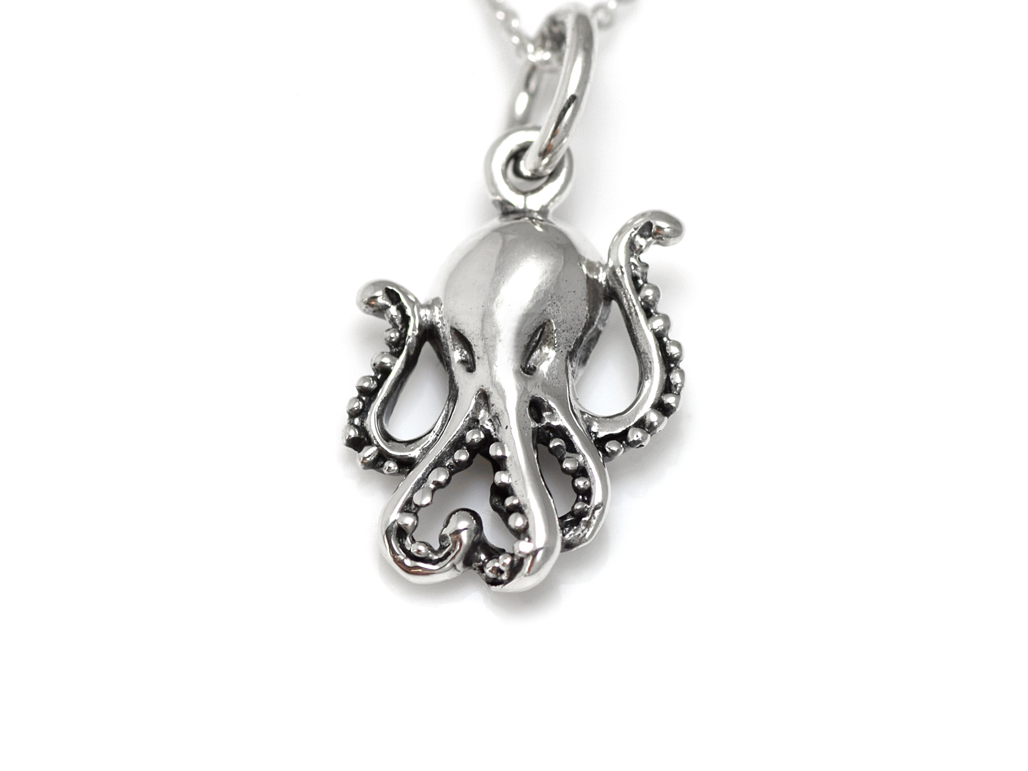 Bläckfisk Halsband i Äkta 925 Silver, Cthulhu Hänge, Hav Asseccoar, Tentakel Smycke
