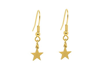 Guld Stjärna Örhängen i Rostfritt Stål, Stjärnörhänge, Himlakropp Accessoar, Guldstjärna Smycke