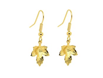 Guld Lönnlöv Örhängen i Rostfritt Stål, Lönn Örhänge, Natur Accessoar, Löv Smycke