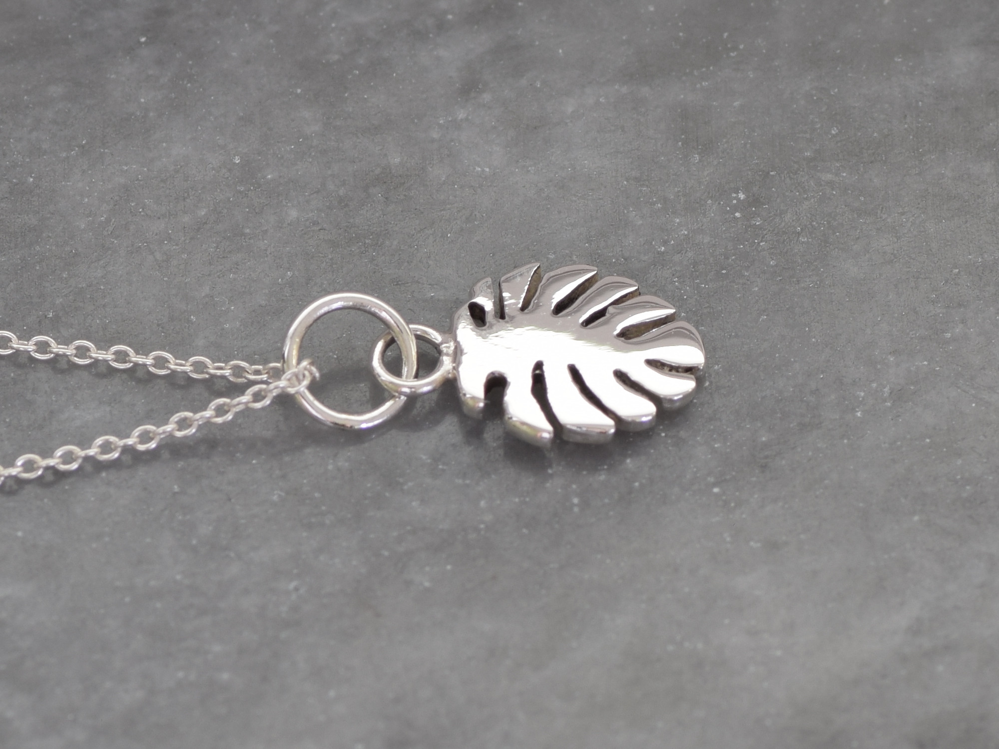 Monstera Halsband i Äkta 925 Silver, Blad Hänge, Natur Smycke - 2