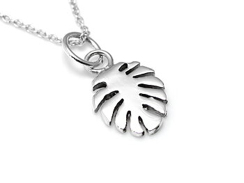 Monstera Halsband i Äkta 925 Silver, Blad Hänge, Natur Smycke