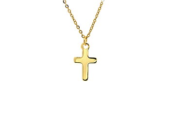 Enkelt Guld Kors Halsband i Rostfritt Stål, Kristendom Hänge, Korssmycke