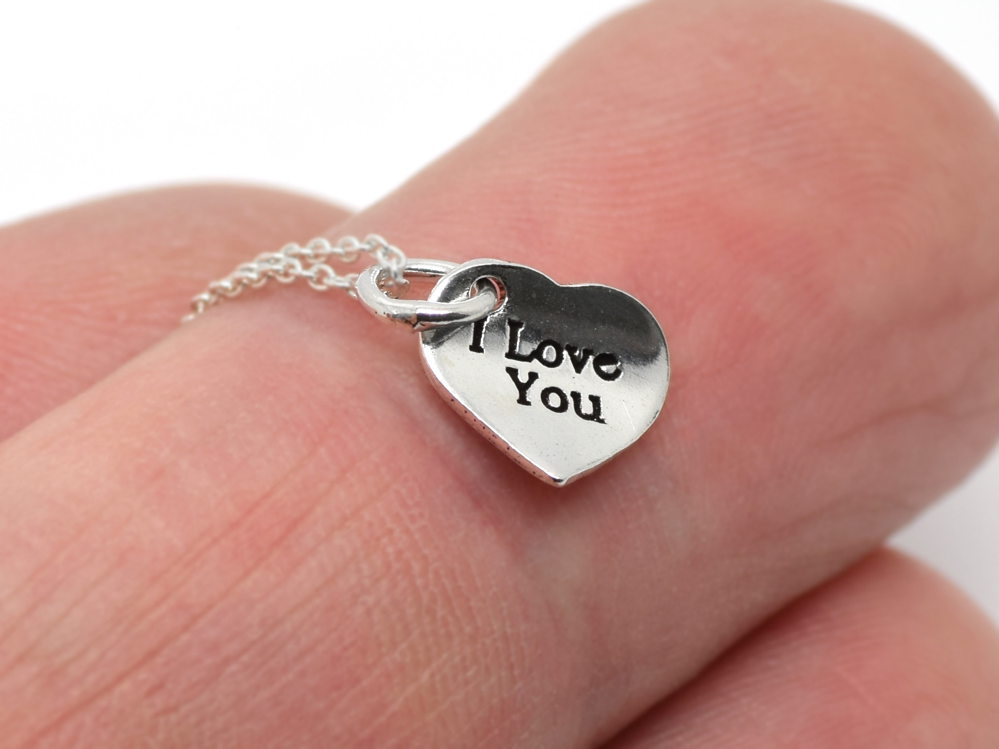 Hjärta med I Love You Text Halsband i Äkta 925 Silver, Hjärtan Hänge, Kärlek Smycke - 4