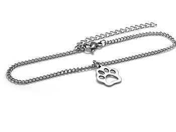 Hundspår Armband i Rostfritt Stål, Hundtass Accessoar, Hund Smycke