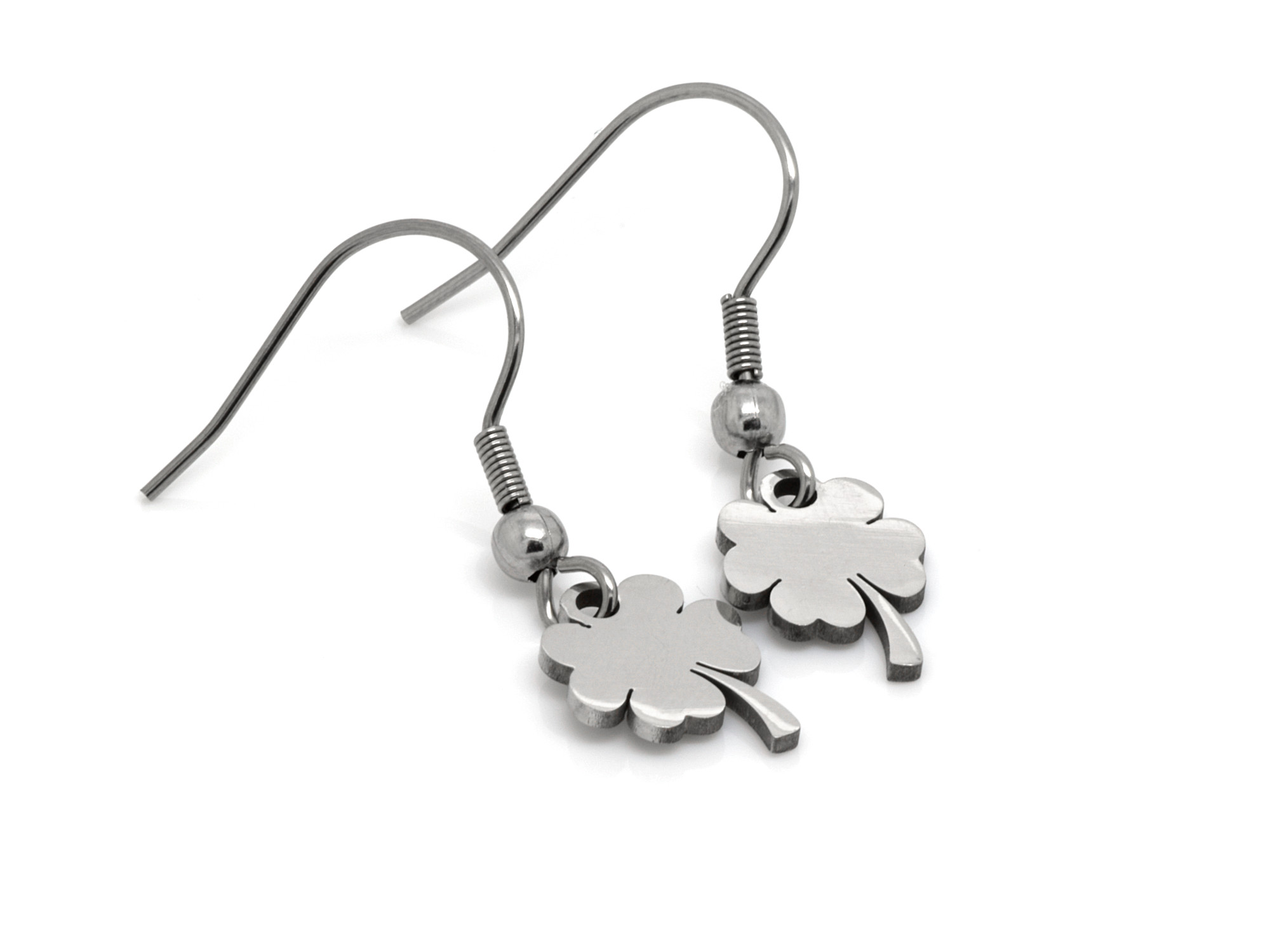 Fyrklöver Örhängen i Rostfritt Stål, Lyckoamulett Örhänge, Tur Accessoar, Lycka Smycke - 3