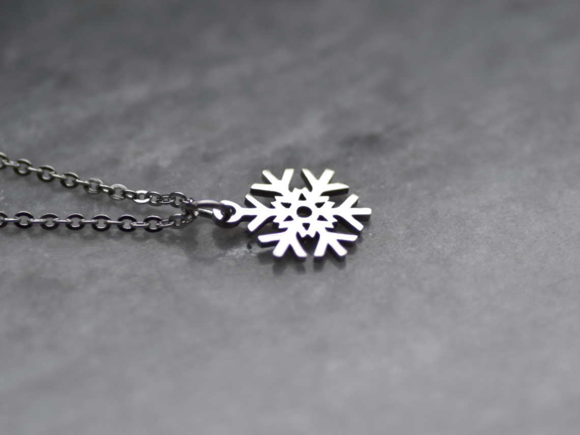 Snöflinga Halsband i Rostfritt Stål, Vinter Hänge, Snö Smycke - 2