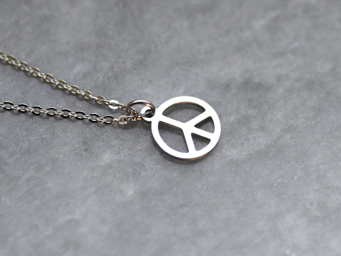 Peace Tecken Halsband i Rostfritt Stål, Fred Hänge, Fredstecken Accessoar, Fredssymbol Smycke - 2