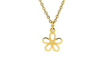 Guld Blomma Halsband i Rostfritt Stål, Blomster Hänge, Natur Smycke