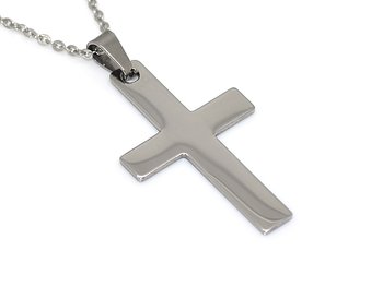 Kors Halsband i Rostfritt Stål, Dop och Konfirmation Hänge, Korssmycke