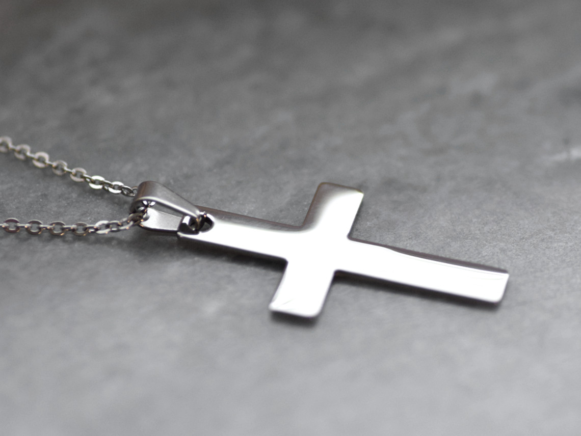 Kors Halsband i Rostfritt Stål, Dop och Konfirmation Hänge, Korssmycke - 2
