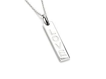 Love Text Halsband i Äkta 925 Silver, Tag med Kärleksfullt Budskap Hänge, Kärlek Smycke