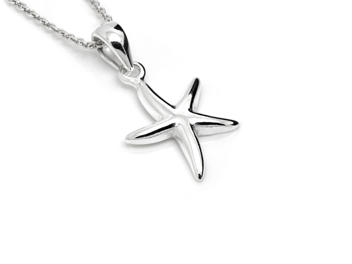 Sjöstjärna Halsband  i Äkta 925 Silver, Hav Hänge, Strand Accessoar, Djur Smycke