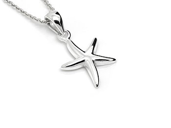 Sjöstjärna Halsband  i Äkta 925 Silver, Hav Hänge, Strand Accessoar, Djur Smycke