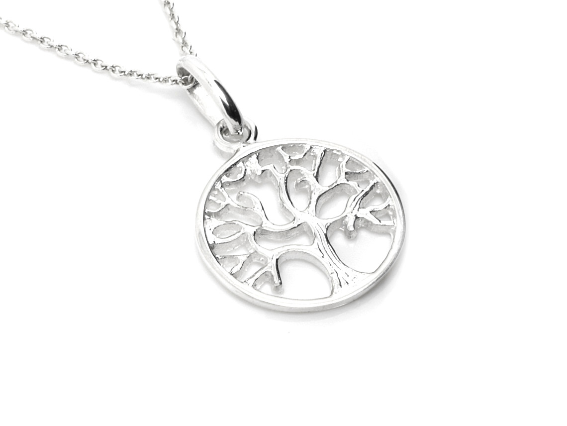Litet Livets Träd Halsband i Äkta 925 Silver, Evigt Liv Hänge, Visdom Accessoar, Livsträd Smycke