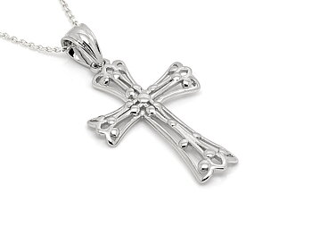Kors Halsband i Äkta 925 Silver, Kristendom Hänge, Dop och Konfirmation Smycke