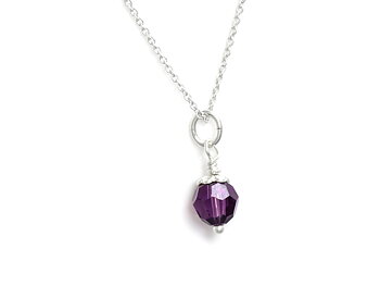 Februari Månadssten Halsband i Äkta 925 Silver Swarovski Ametist Kristall, Födelsedag Smycke