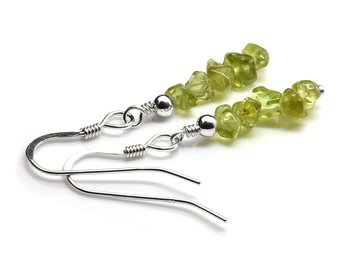 Grön Peridot Örhängen, Handgjort Smycke med Äkta Silver och Halvädelsten