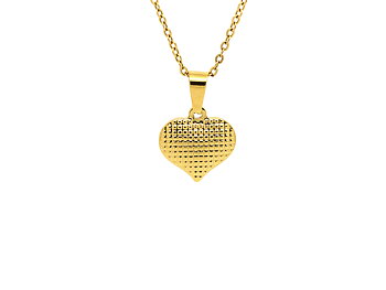 Hjärta med Våffeltextur Halsband i Rostfritt Stål Guld, Kärlek Hänge, Hjärtsmycke i Stål