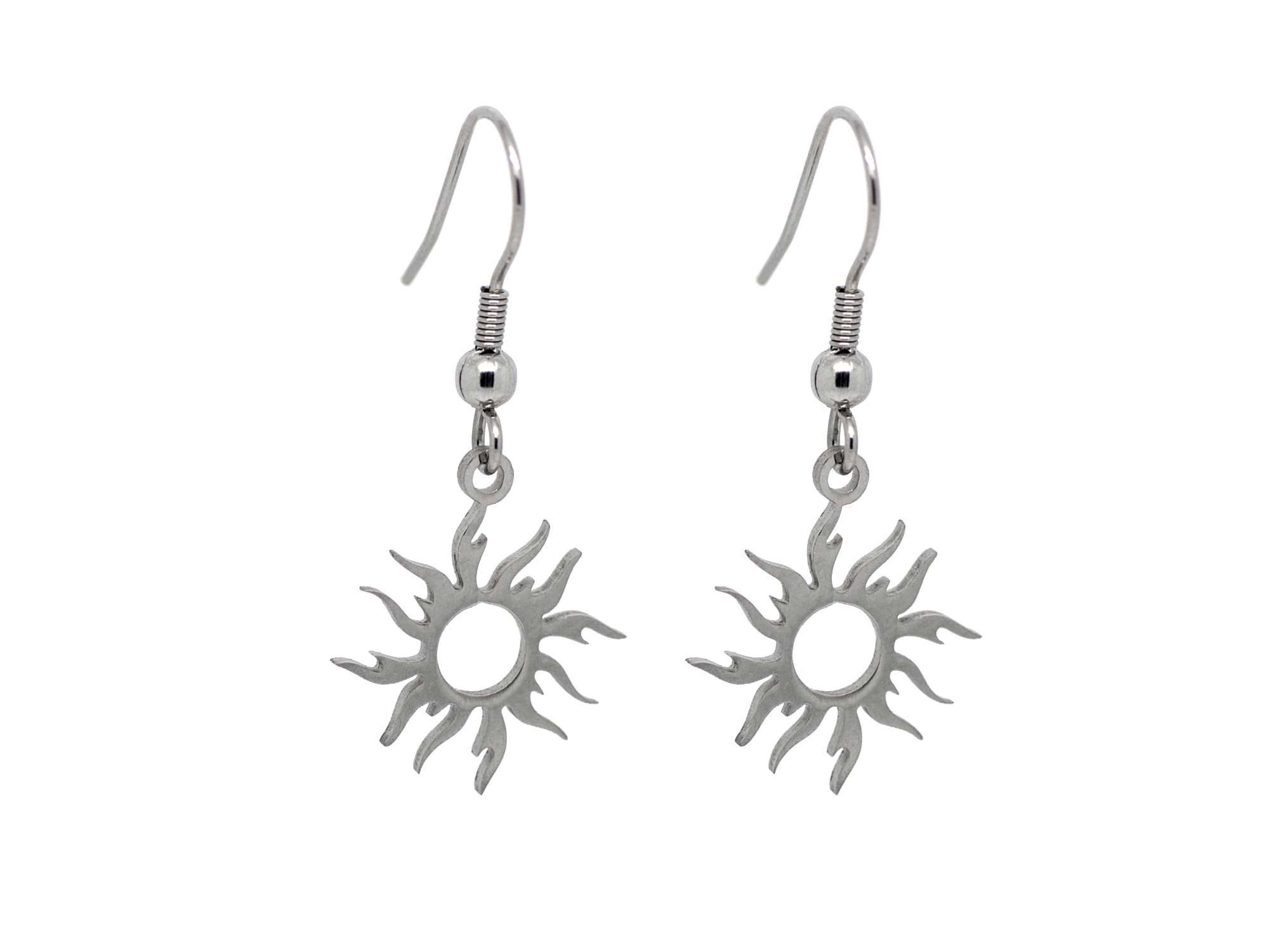 Solar Örhängen i Rostfritt Stål, Strålande Sol Örhänge, Sommar Accessoar, Semester Smycke