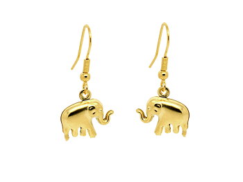 Guld Elefanter Örhängen i Rostfritt Stål, Elefant Örhängen, Afrika Accessoar, Djur Smycke