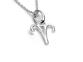 Väduren Halsband i Äkta 925 Silver, Födelsedag Hänge, Zodiak Accessoar, Stjärntecken Smycke
