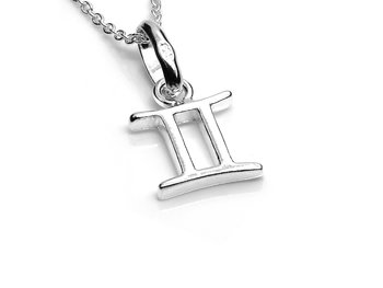 Tvillingarna Halsband i Äkta 925 Silver, Födelsedag Hänge, Zodiak Accessoar, Stjärntecken Smycke