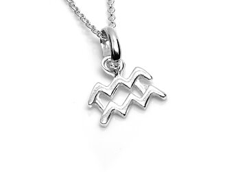 Vattumannen Halsband i Äkta 925 Silver, Födelsedag Hänge, Zodiak Accessoar, Stjärntecken Smycke