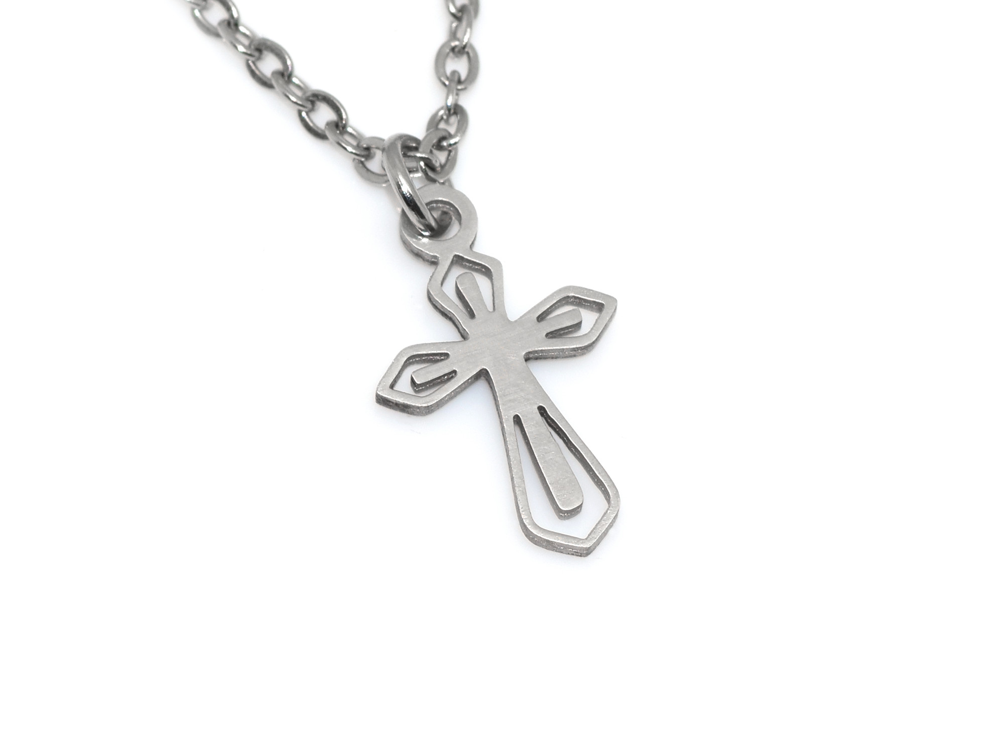 Litet Kors Halsband Rostfritt Stål, Kristendom Hänge, Konfirmation Smycke