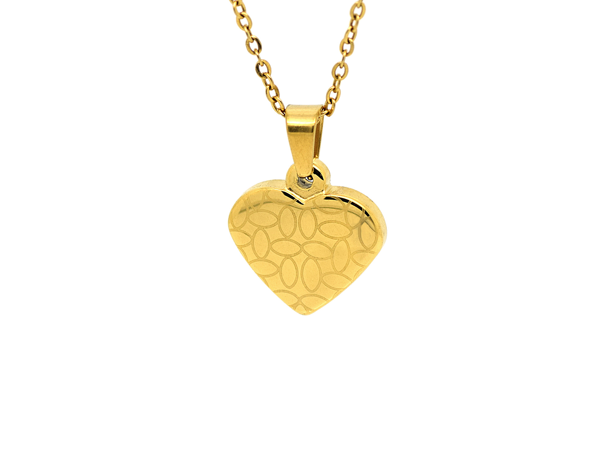 Hjärta med Textur Halsband i Rostfritt Stål Guld, Gyllene Hjärtan Hänge, Kärlek Smycke