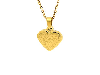 Hjärta med Textur Halsband i Rostfritt Stål Guld, Gyllene Hjärtan Hänge, Kärlek Smycke