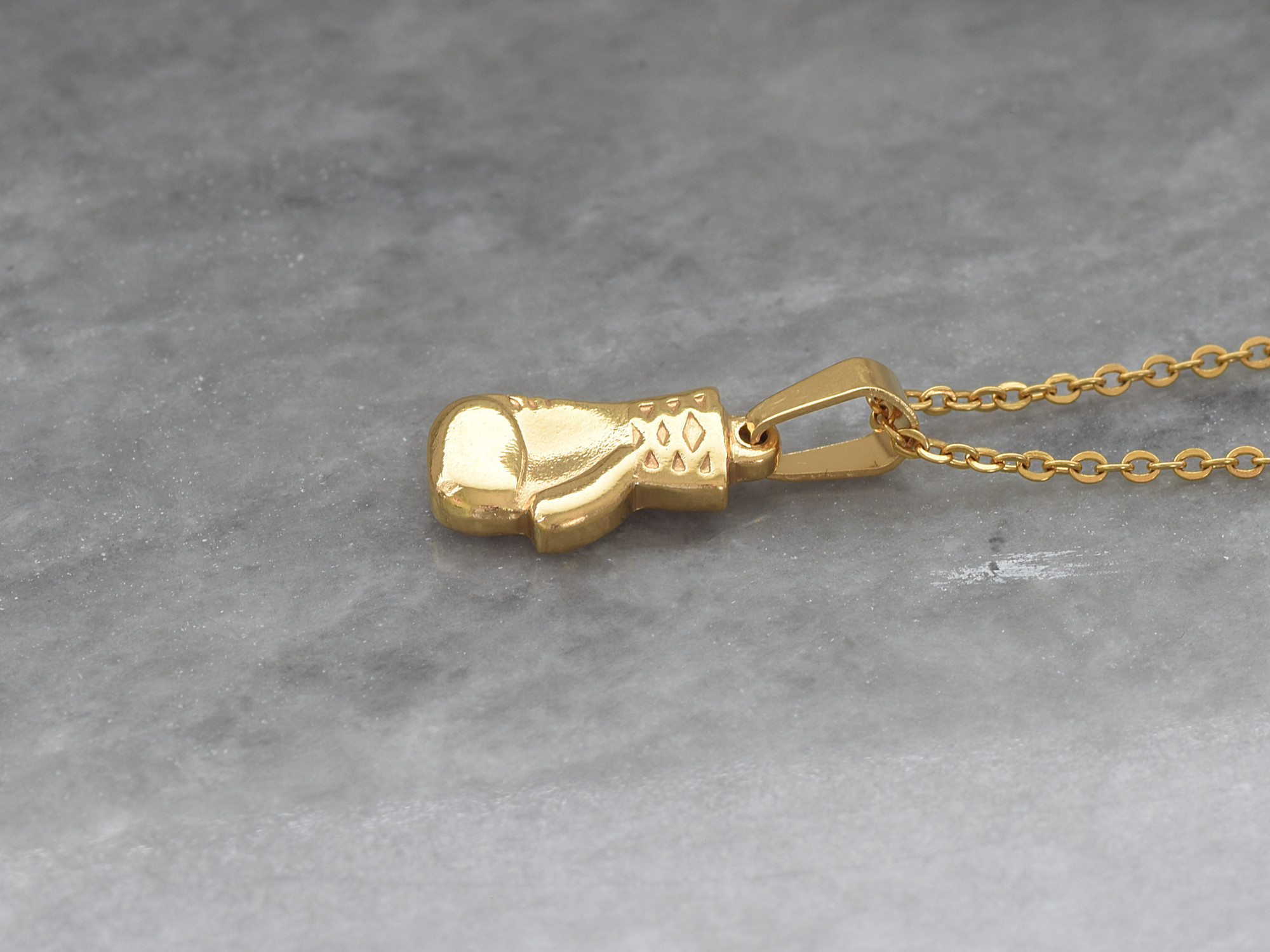 Boxningshandske Halsband i Rostfritt Stål Guld, Boxare Hänge, Sport Accessoar, Boxning Smycke - 4