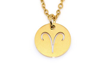 Väduren Halsband i Guld, Zodiak Stjärntecken Smycke i Rostfritt Stål