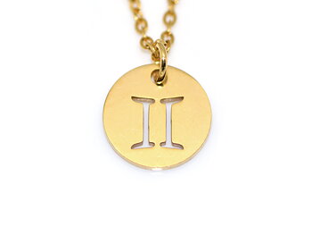 Tvillingarna Stjärntecken Halsband i Rostfritt Stål Guld, Gyllene Zodiak Hänge, Födelsedag Smycke
