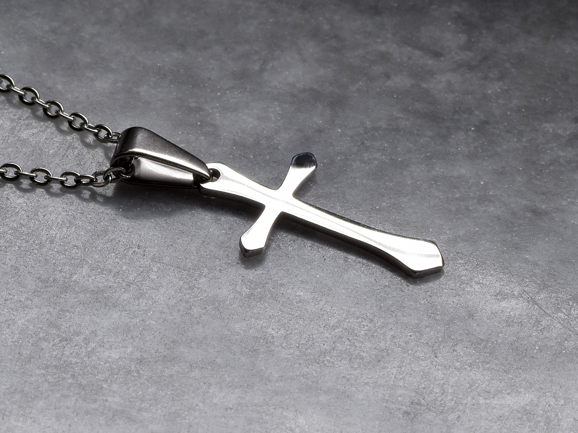 Kors Halsband i Rostfritt Stål, Konfirmationsgåva Hänge, Dop och Konfirmation Smycke - 2