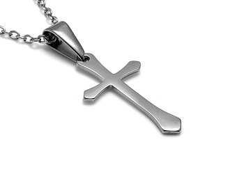 Kors Halsband i Rostfritt Stål, Konfirmationsgåva Hänge, Dop och Konfirmation Smycke