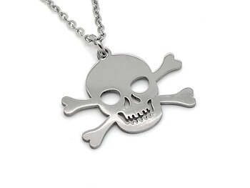 Döskalle med Korsade Ben Halsband i Rostfritt Stål, Skalle Hänge, Piratflagga Smycke