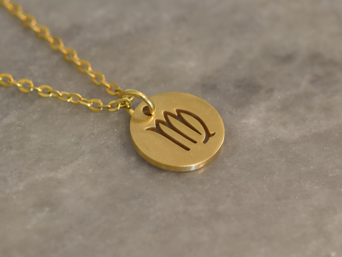 Jungfrun  Stjärntecken Halsband i Rostfritt Stål Guld, Gyllene Zodiak Hänge, Födelsedag Smycke - 2