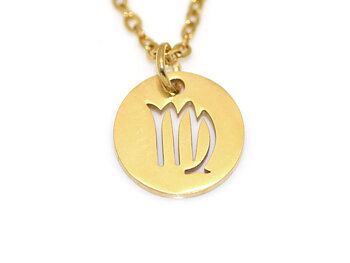 Jungfrun  Stjärntecken Halsband i Rostfritt Stål Guld, Gyllene Zodiak Hänge, Födelsedag Smycke