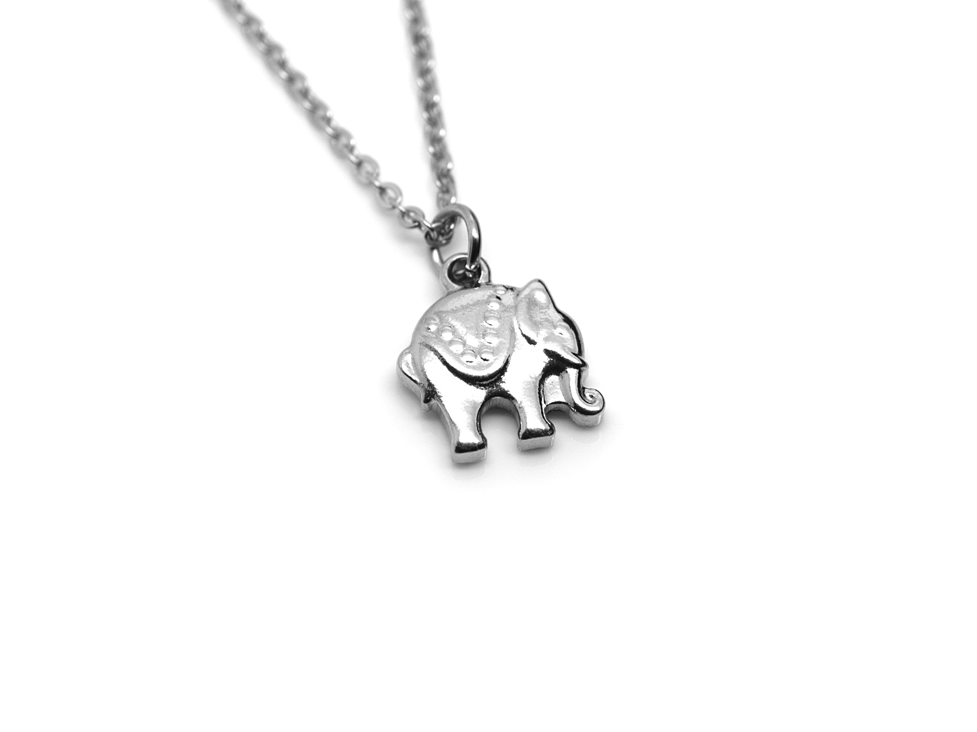 Elefant Halsband i Rostfritt Stål, Elefantälskare Hänge, Afrika Accessoar, Djur Smycke