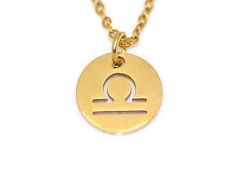Vågen Stjärntecken Halsband i Rostfritt Stål Guld, Gyllene Zodiak Hänge, Födelsedag Smycke