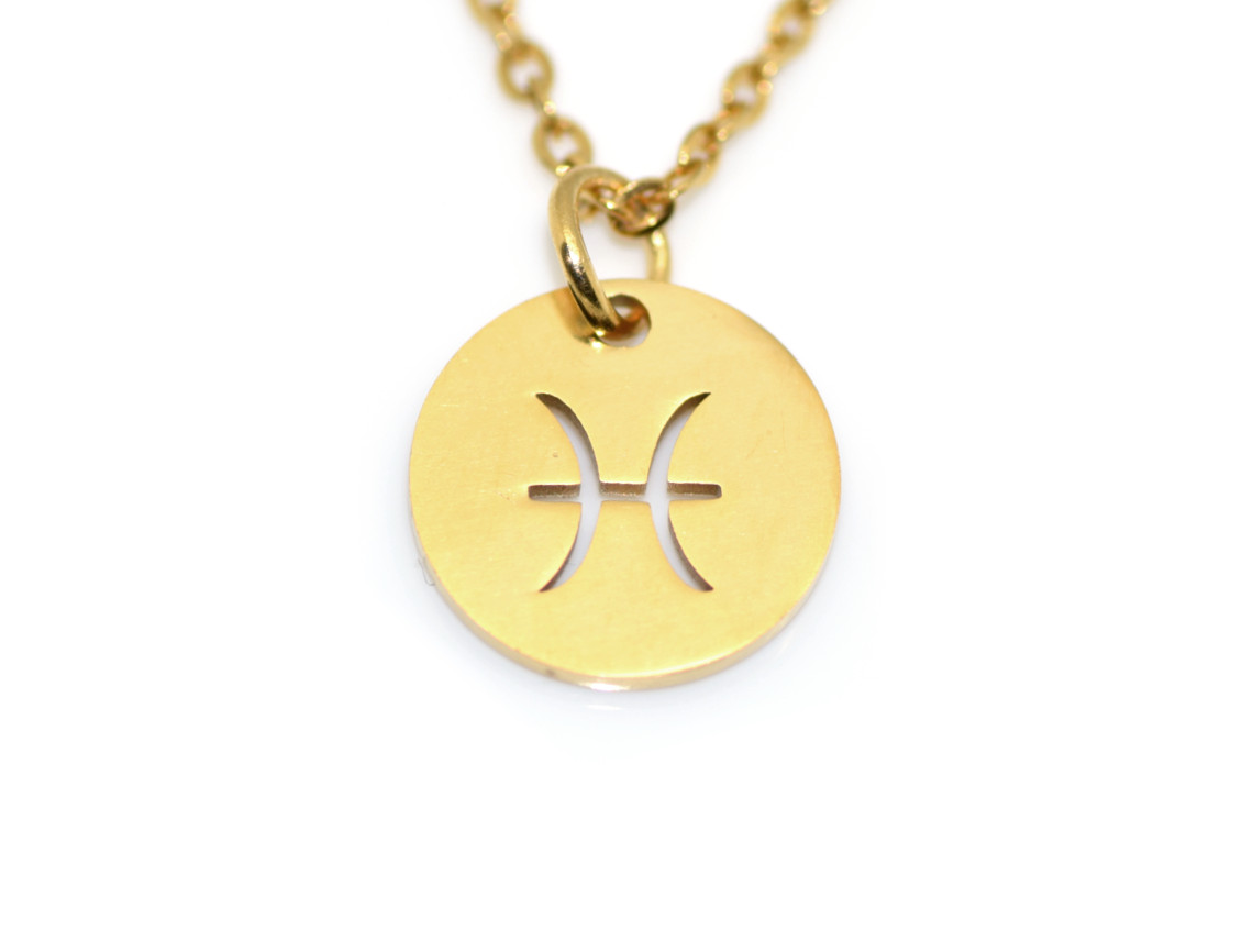 Fiskarna Stj rntecken Halsband I Rostfritt St l Guld Gyllene Zodiak 