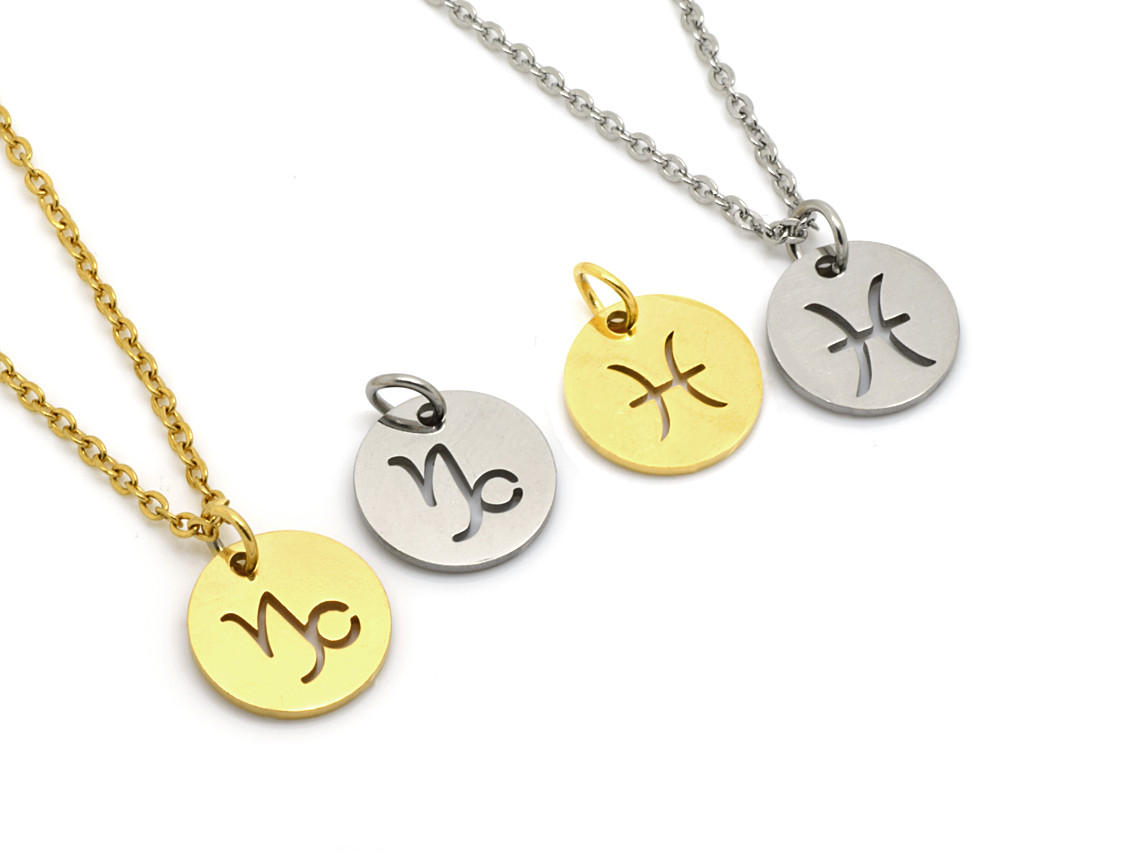 Stenbocken Stjärntecken Halsband i Rostfritt Stål Guld, Gyllene Zodiak Hänge, Födelsedag Smycke - 3