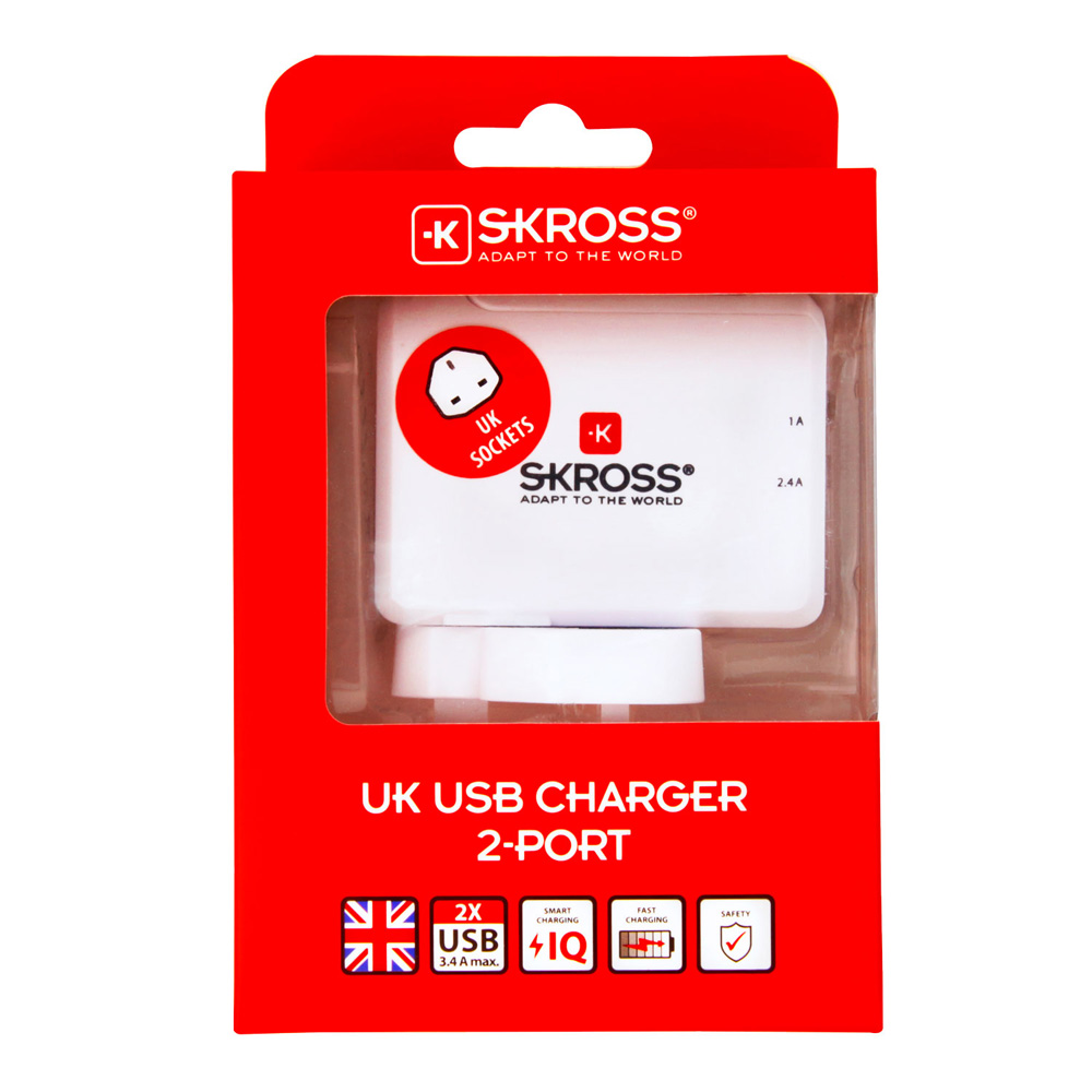 Reseadapter - SKROSS UK USB Charger 2-port - 4