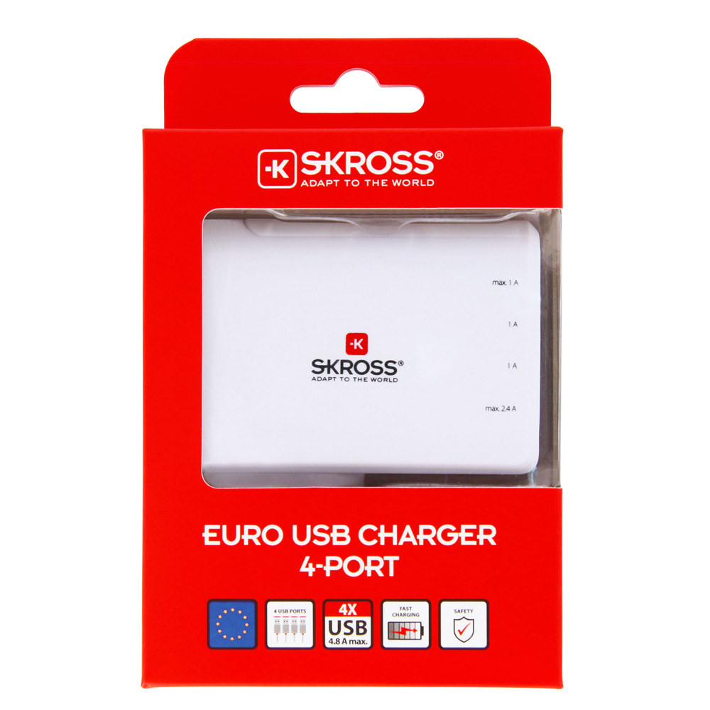 Reseadapter - SKROSS Euro USB Charger 4-port - 4