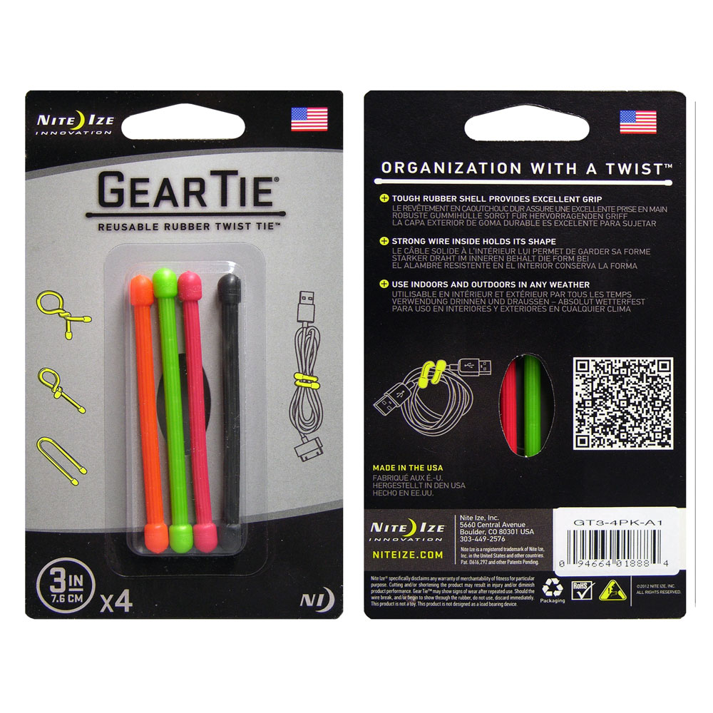 Organisatör - NITEIZE Gear Tie 3, 4-pack - 6