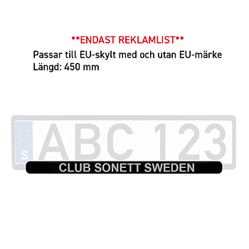 Reklamlist för registreringsskylt (EU)