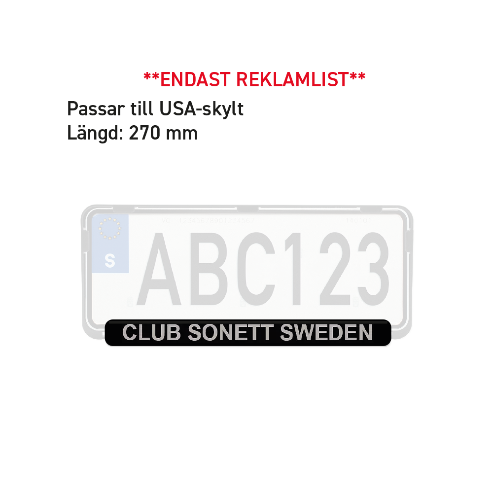 Reklamlist för registreringsskylt (USA)
