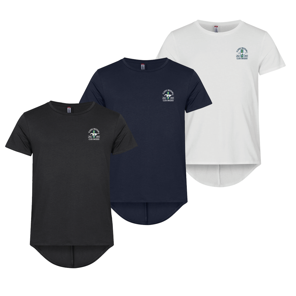Herr T-shirt med längre rygg och tryck