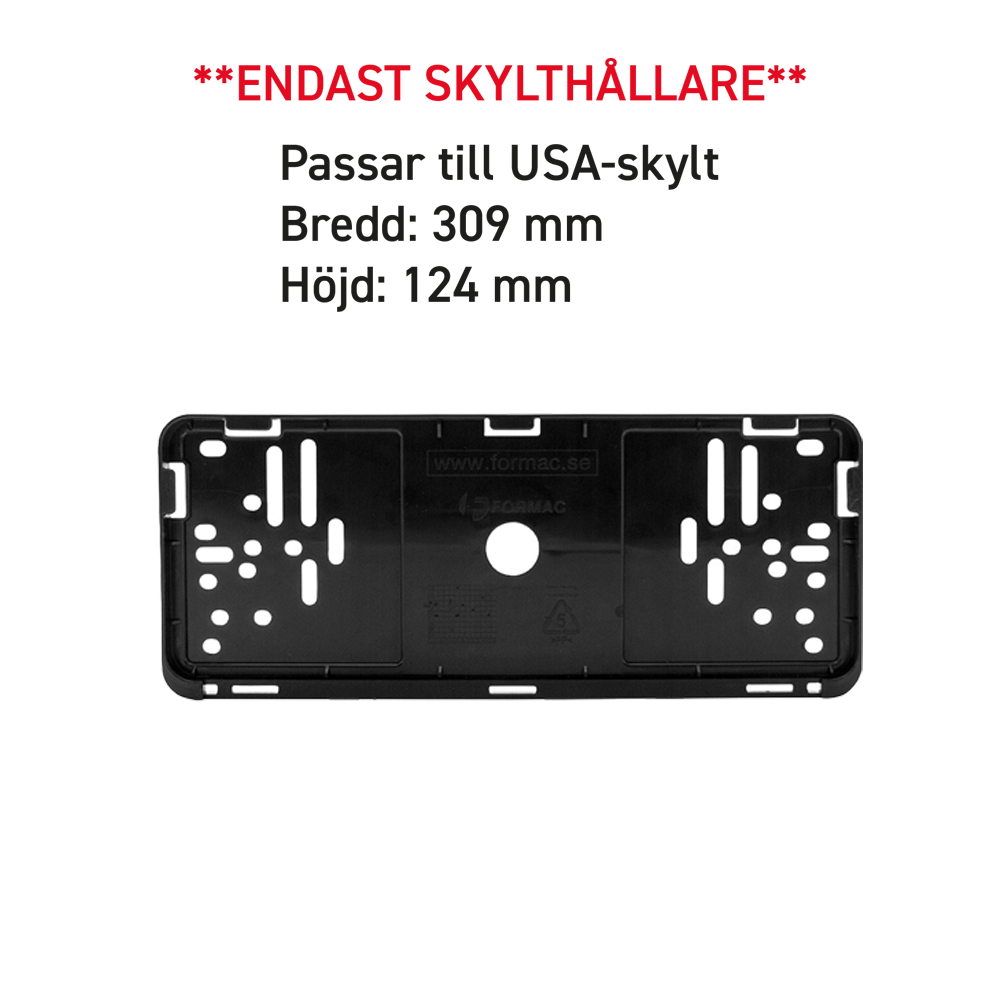 Skylthållare för registreringsskylt  (USA)