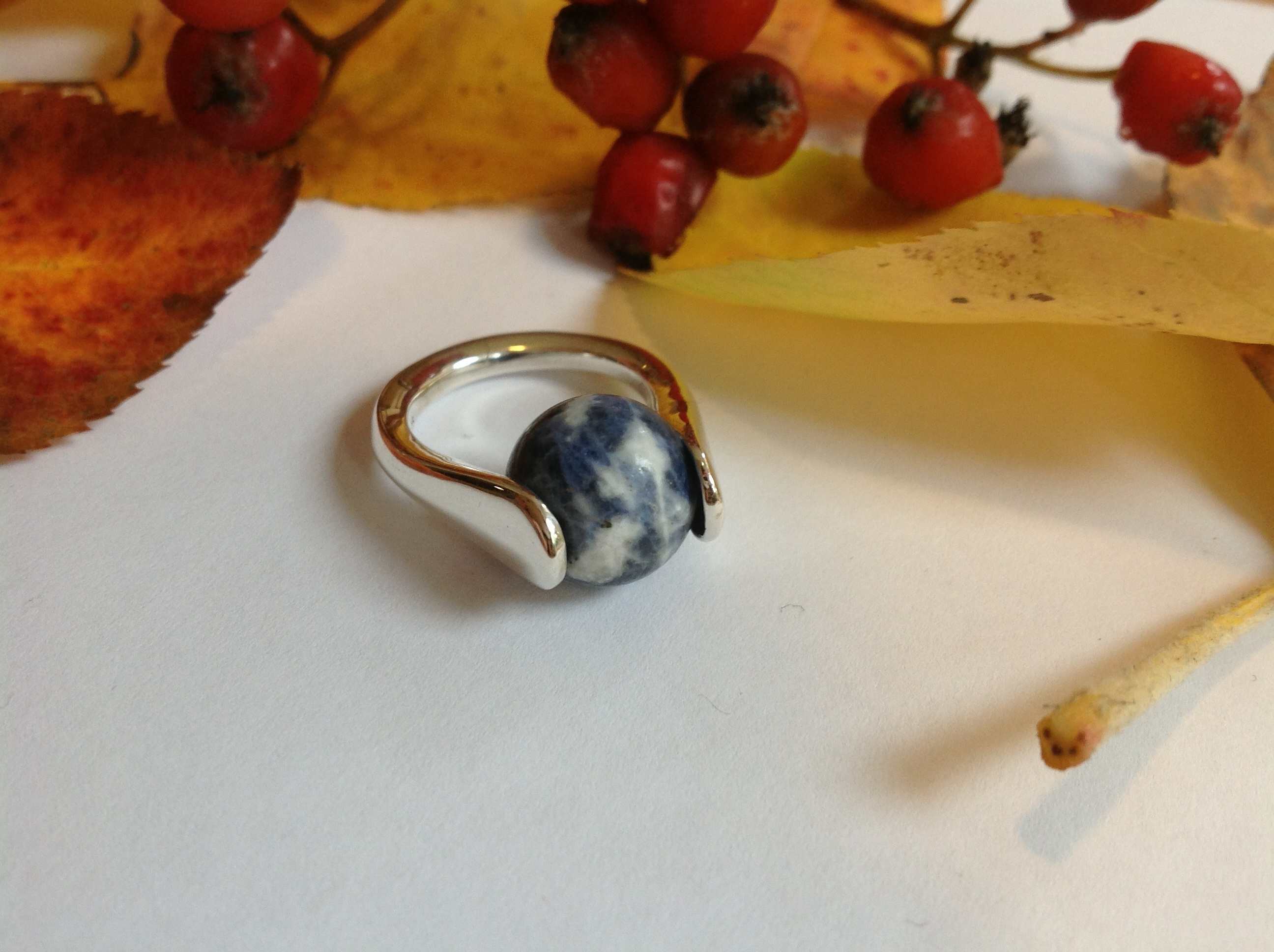 Ring Färgklick, med rund sten eller pärla - 6